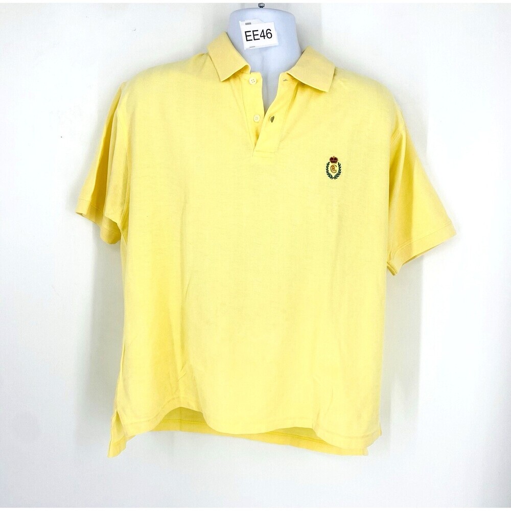 Vintage Ralph Lauren Chaps Yellow 100% Cotton Short Sleeve Polo Shirt Medium - Picture 1 of 7